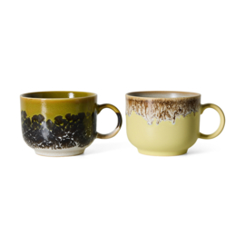 KST0267 | 70s ceramics: tea cups, softness (set of 2) | HKliving - Medio oktober verwacht!