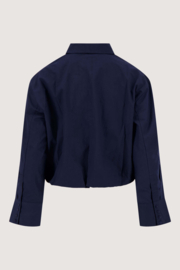 Ballon blouse met lange mouw - donkerblauw | Zusss 