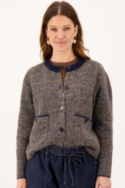 Visgraat jaquard vest - donkerblauw/grijs | Zusss 