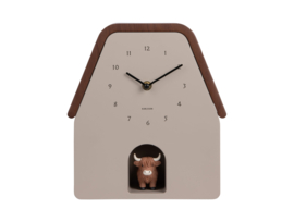 KA6162WG | Wall Clock Highland Cow Cuckoo - Warm grey | Karlsson by Present Time - Medio november verwacht!