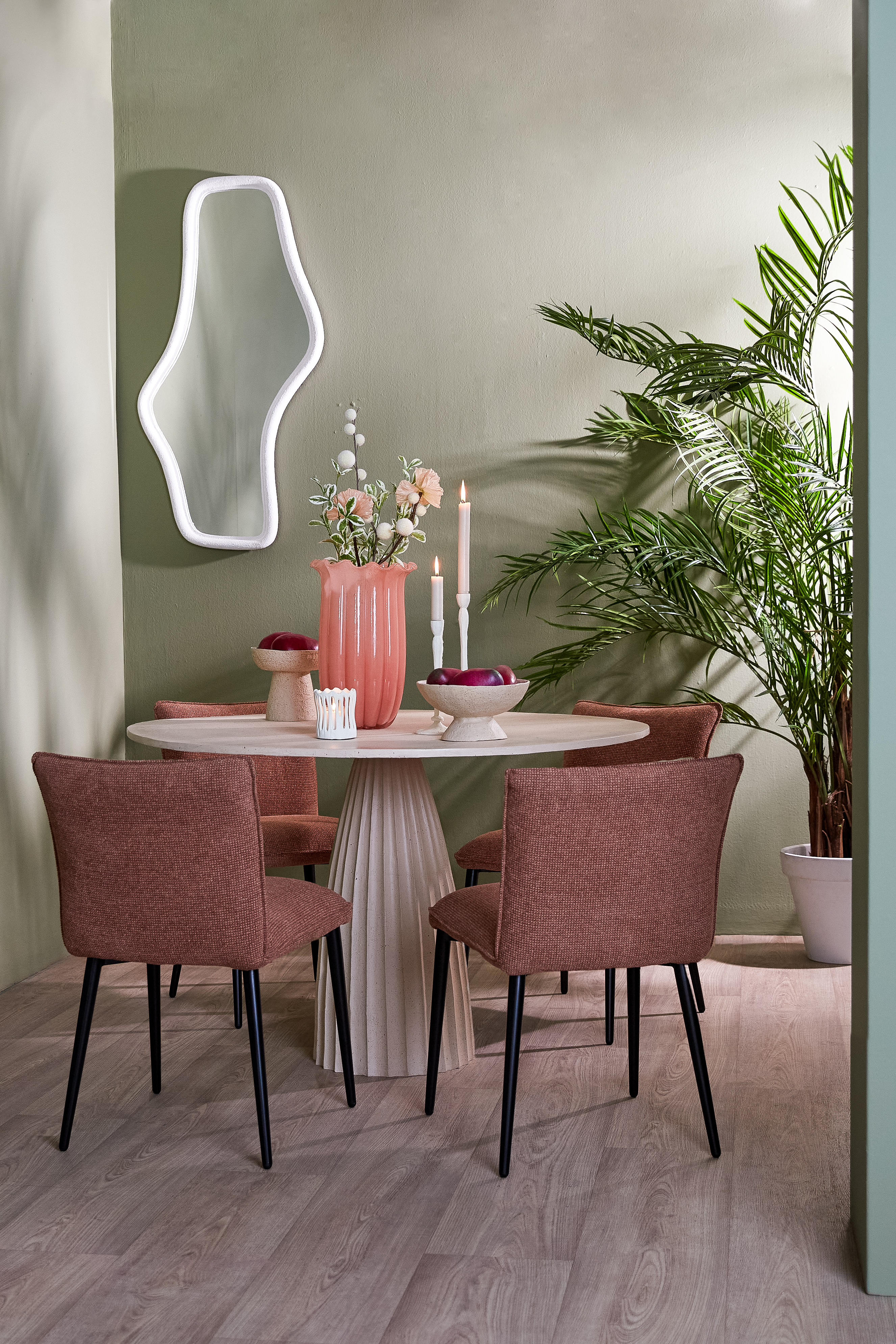 6080143 | Kandelaar Ø10x25 cm ASOLO - mat crème | Light & Living