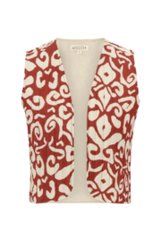 Gilet met ornament print - zand/cacaobruin | Zusss 