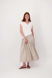  V-hals top met lurex boord - off white | Zusss 