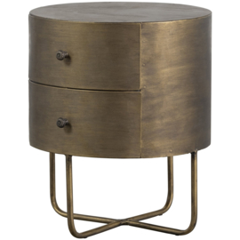 801189-B | Glossy rond kastje - metaal antique brass | BePureHome