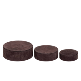 736590 | Saria suede storages boxes set of 3 - dark brown | PTMD