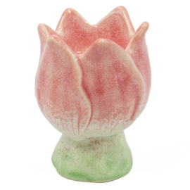 AS9868 | Aardewerk kaarsenstandaard tulp - roze | HomeBound by Kolony