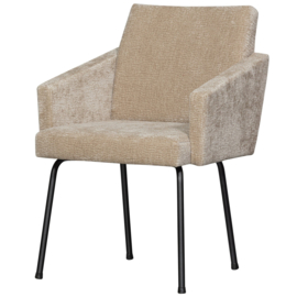 801139-SA | Mount eetkamerstoel met armleuning - 3D Chenille zand | WOOOD