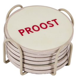 OZ3309 | Set van 6 onderzetters met rekje - proost | HomeBound by KY