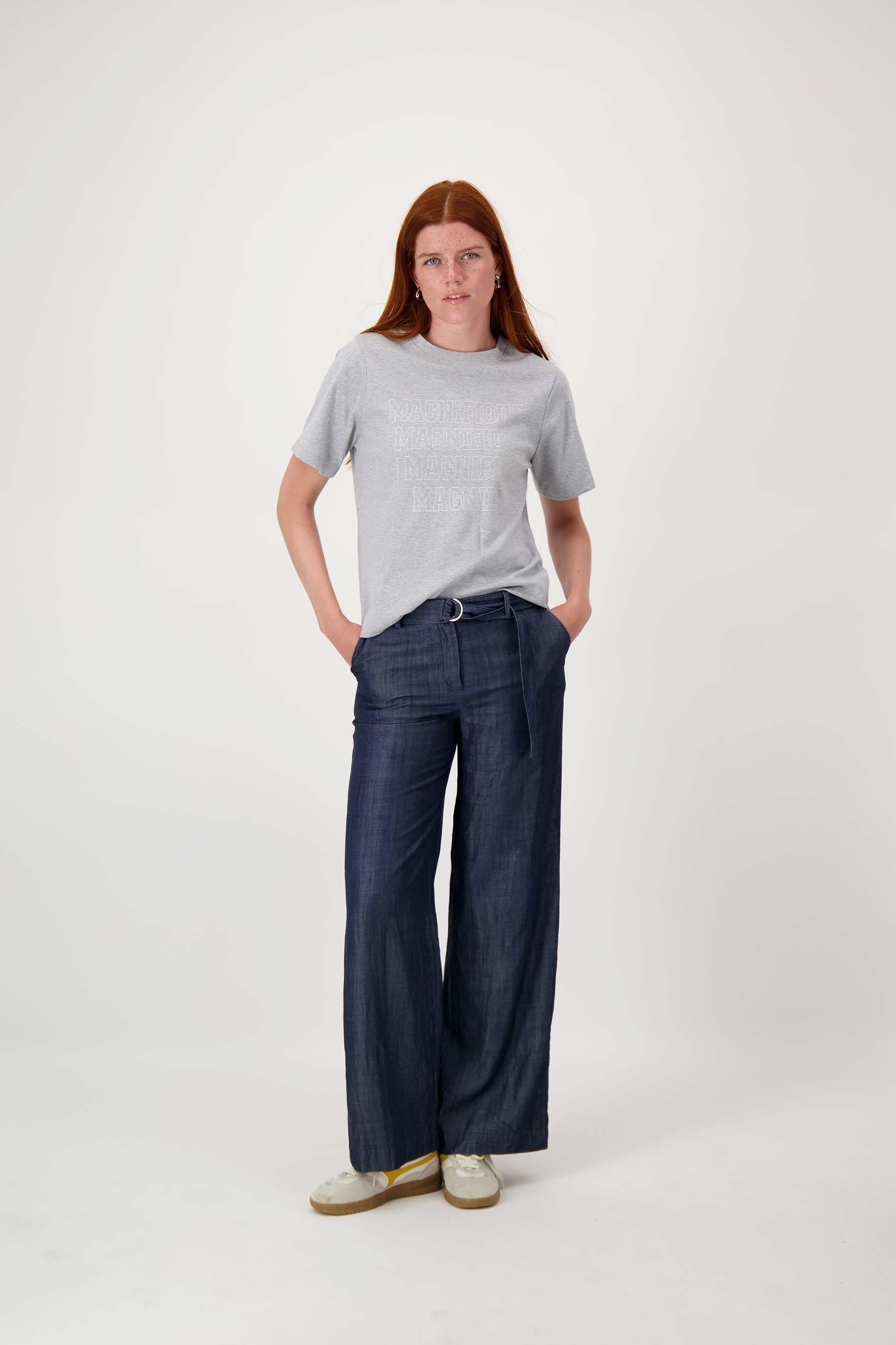 T-shirt met magnifique print - middengrijs | Zusss