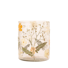 735969 | Ailla tealight with dried flowers M - orange | PTMD