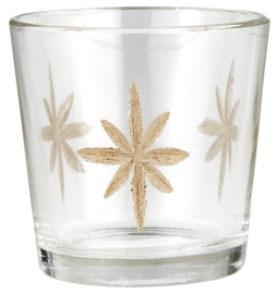 6004-00 | Candle holder glass f/tealight w/engraved stars | Ib Laursen