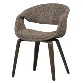 377505-BD | Yossi eetkamerstoel - bruin met houten poot donkerbruin | WOOOD