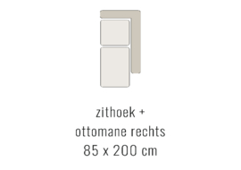 Zithoek + ottomane rechts - Michelle 85x200 cm | Sevn