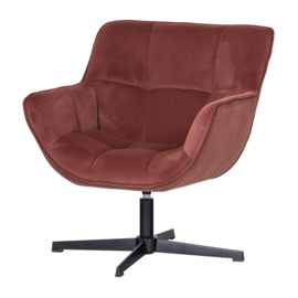 374196-R | Wibo draaifauteuil - mat velvet bruinrood | WOOOD