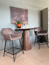 710057 | Fal barstoel low (2 stuks) - velvet bruin | PTMD - SHOWROOMOPRUIMING (alleen afhalen)