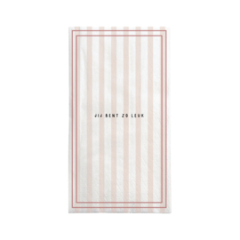 Servetten streep jij bent zo leuk 11x20cm - wit/roze | Zusss