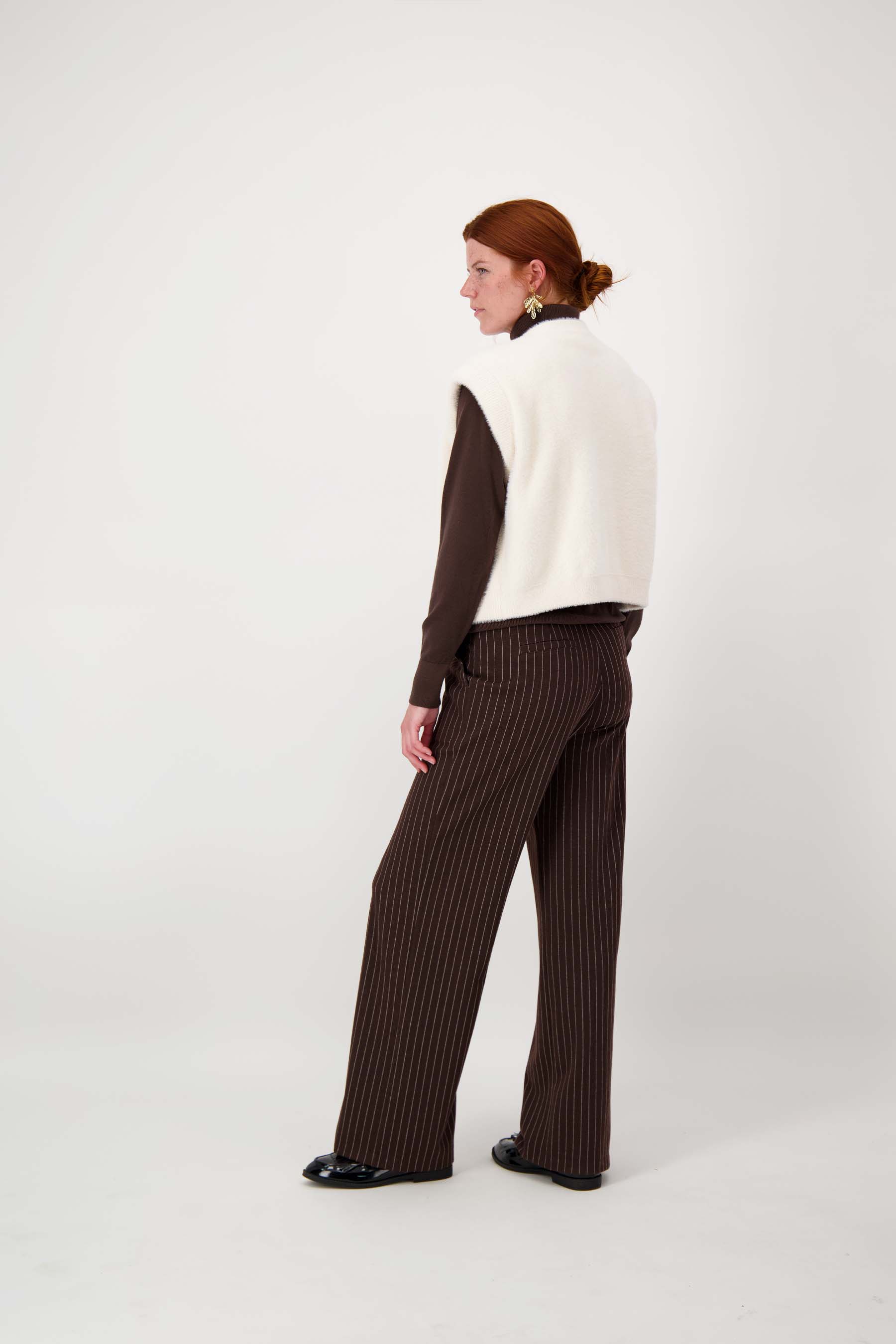 Krijtstreep broek - chocoladebruin | Zusss