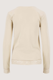 Boothals top met kant - grey oyster | Zusss