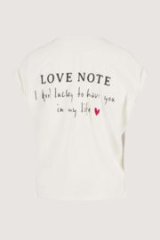  T-shirt met opgerolde mouw love note - off white | Zusss