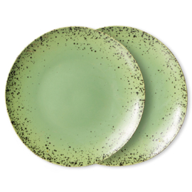 ACE7078 | 70s ceramics: dinner plates, kiwi (set of 2) | HKliving *uitlopend artikel, laatste exemplaren