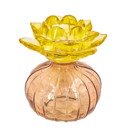 GL1666 | Waxinelichthouder bloem bol - oranje/roze | HomeBound by Kolony
