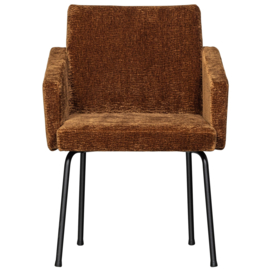 801139-MB | Mount eetkamerstoel met armleuning - 3D Chenille middenbruin | WOOOD