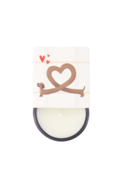 Geurkaarsje in wikkel I woof you - lila/wit/bruin | Zusss