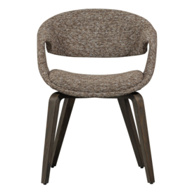 377505-BD | Yossi eetkamerstoel - bruin met houten poot donkerbruin | WOOOD