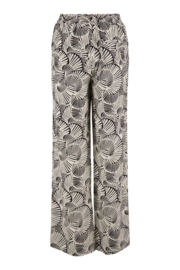Wijde broek met grafische print - off white/zwart | Zusss 