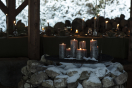 4175-55 | Rustic candle - dark green Ø:7 H:7.5 | Ib Laursen