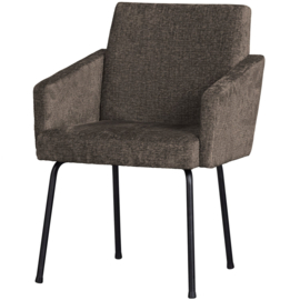801139-G | Mount eetkamerstoel met armleuning - grof geweven stof grijsbruin | BePureHome