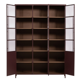 375042-O | Exhibit XL 3-drs vitrinekast - metaal bordeauxrood | WOOOD