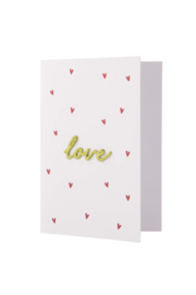 Wenskaart love strijkembleem - wit/rood/goud | Zusss 