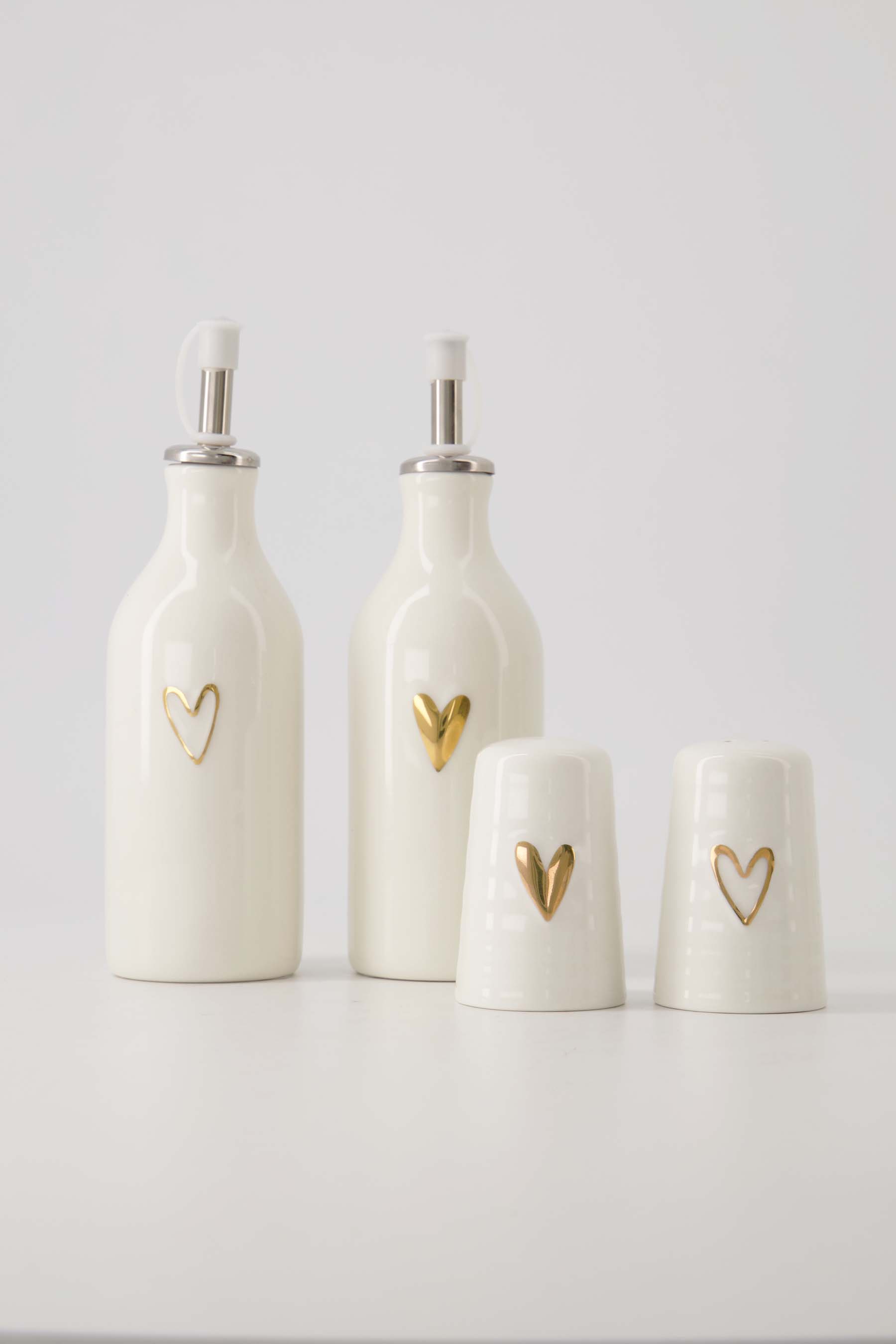 Peper en zout stel hartje - wit/goud | Zusss