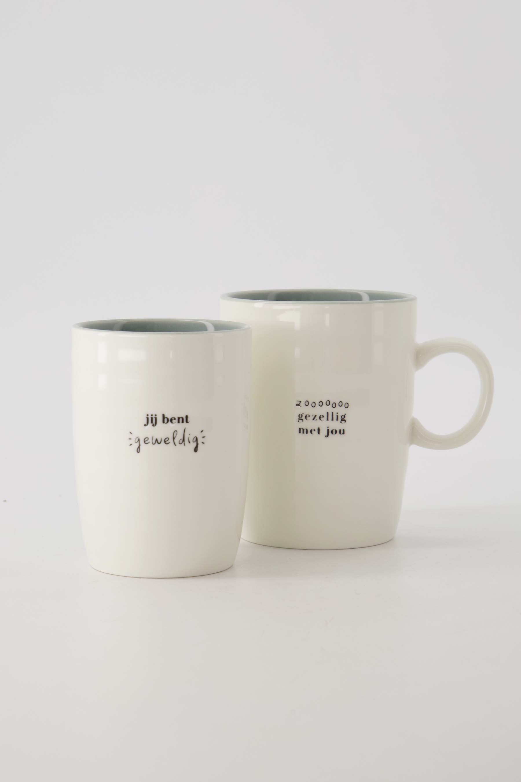 Koffiemok jij bent geweldig - wit/grijsblauw | Zusss