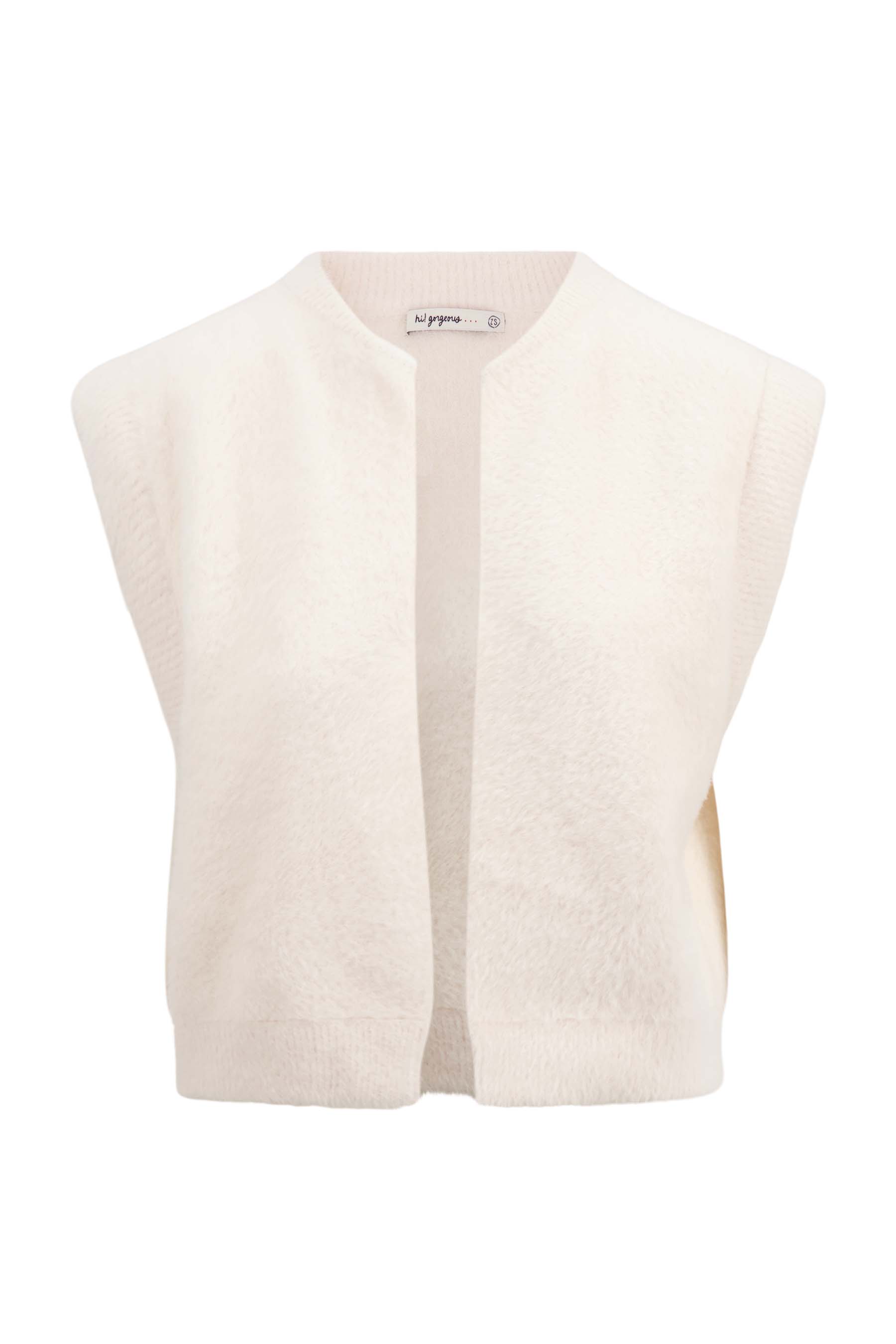 Gilet in fluffy garen - off white | Zusss