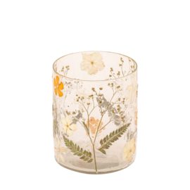 735969 | Ailla tealight with dried flowers M - orange | PTMD
