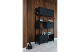 800900-Z | Legacy vakkenkast - hout/metaal matzwart | BePureHome