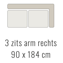 3 zits met arm rechts - Denise 90x184 cm | Sevn