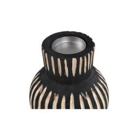726268 | Jordhan wood candleholder round - black | PTMD