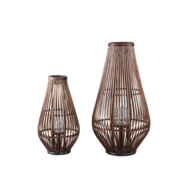 721620 | Lysia lantern with glass L - brown bamboo | PTMD 