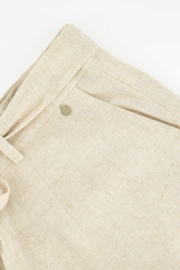 Rechte broek met ceintuur linnenlook - zand | Zusss 
