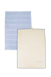 Keukenset ruit hello sunshine - grijsblauw/zand | Zusss 