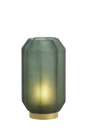 1885978 | Tafellamp LED Ø15x27 cm YVIAS glas - mat donkergroen | Light & Living