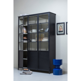 375042-Z | Exhibit XL 3-drs vitrinekast - metaal zwart | WOOOD