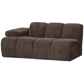 377454/5-B | Mojo 1,5-zits element met arm (links of rechts) - ribstof bruin | WOOOD
