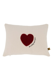 Kussen hartje 35x25cm - off white/rood | Zusss - Wordt verwacht!