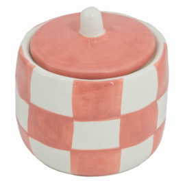 AS2957 | Aardewerk potje met deksel - check peach | HomeBound by Kolony