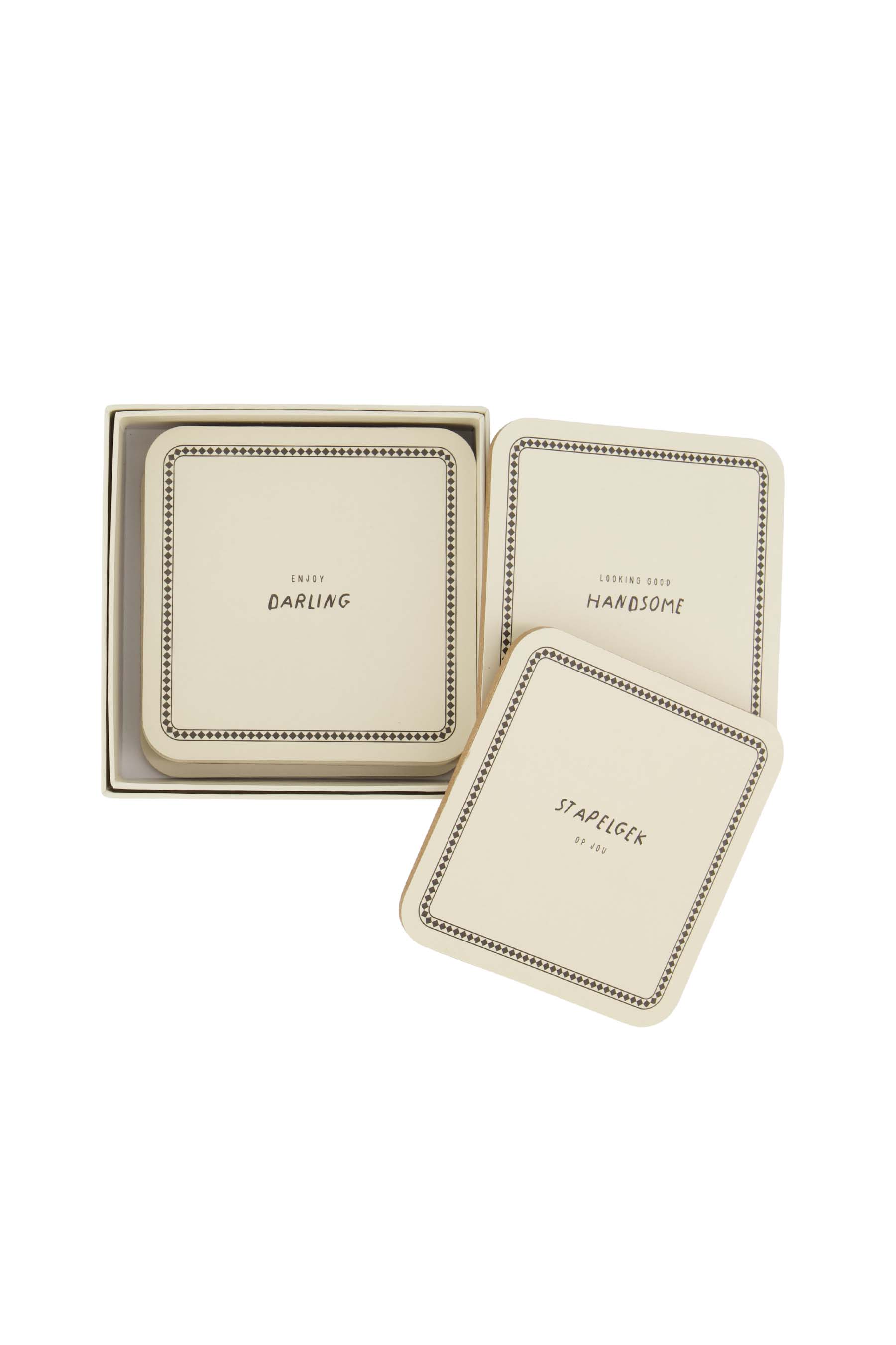 Set van 6 onderzetters - zand/antraciet | Zusss