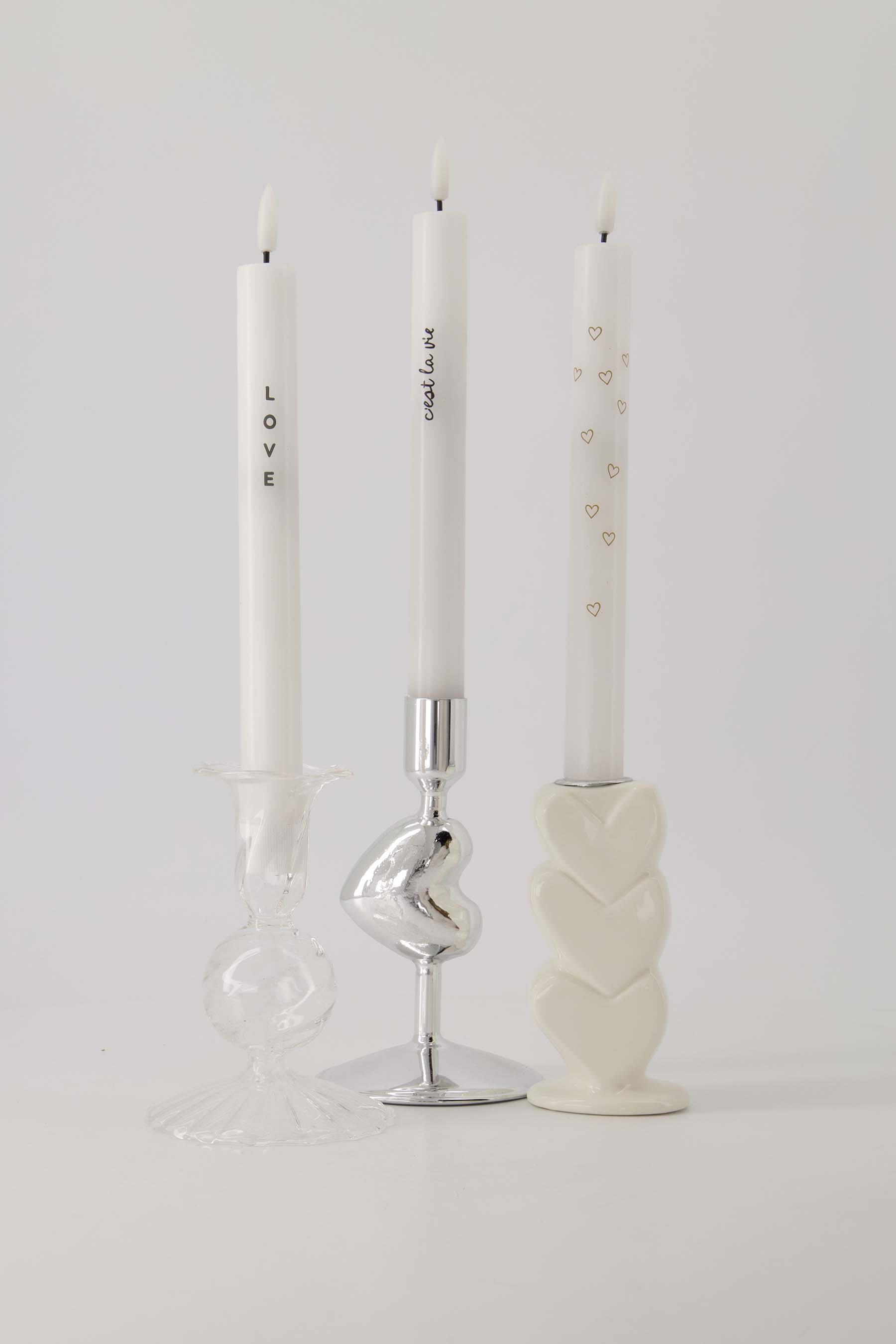 Kandelaar glas hartje - zilver | Zusss 